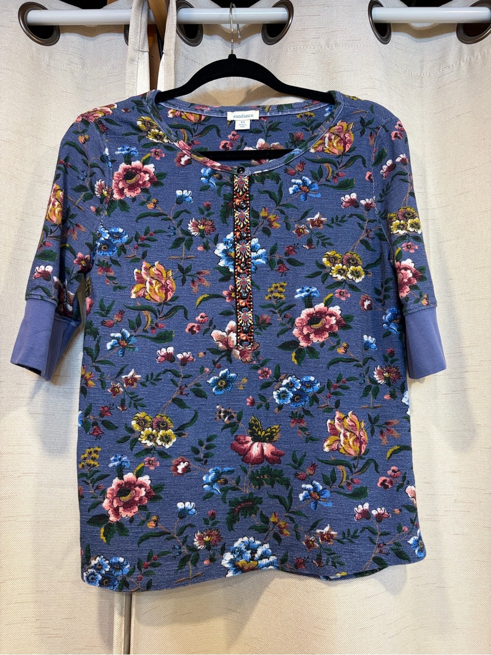 Sundance Floral Button-Up Top in Lavender Blue